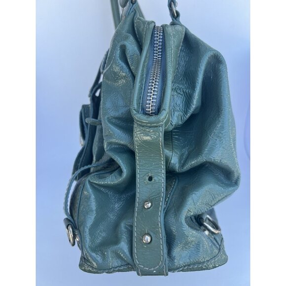 RARE VTG Y2K Lockheart shoulder teal blue patent leather bag large with dustbag - Picture 9 of 15